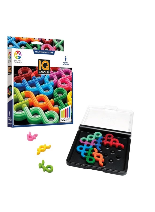 SmartGames IQ Noodles, Fun IQ Brain Teaser Puzzle, Cognitive Development STEM Toy with 120+ Challenges, Travel Friendly Handheld Educational Matching Puzzle Game, Suitable for Children Above 7+ - Image 1